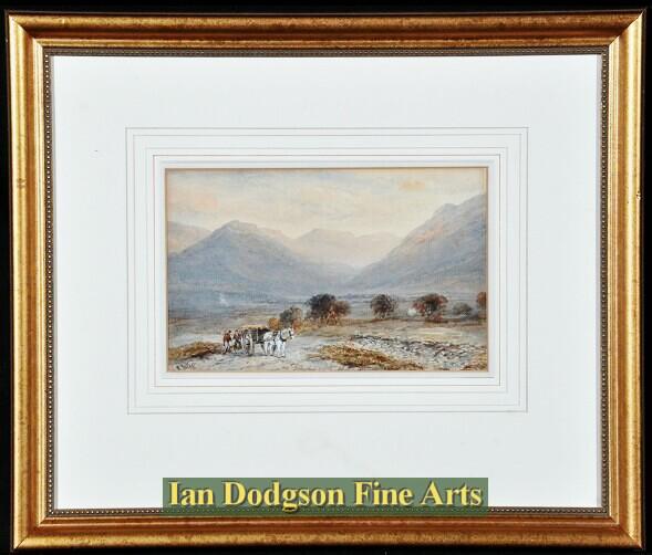 Edward Tucker snr - Evening Glow, Men with horse and cart Watercolour (c1860)