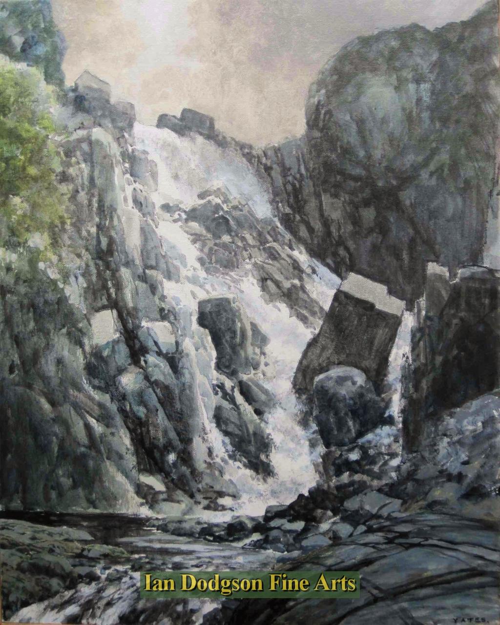 Jeremy Yates - Water Falling (Benglog Falls) Acrylic on canvas (undated)