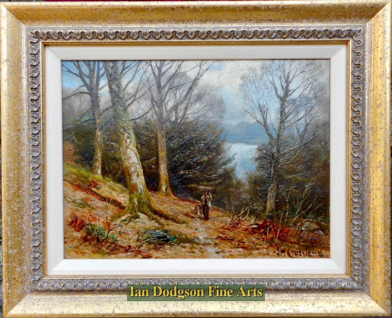 James Henry Crossland - In the woods above the ferry, Windermere Oil on board (1911)