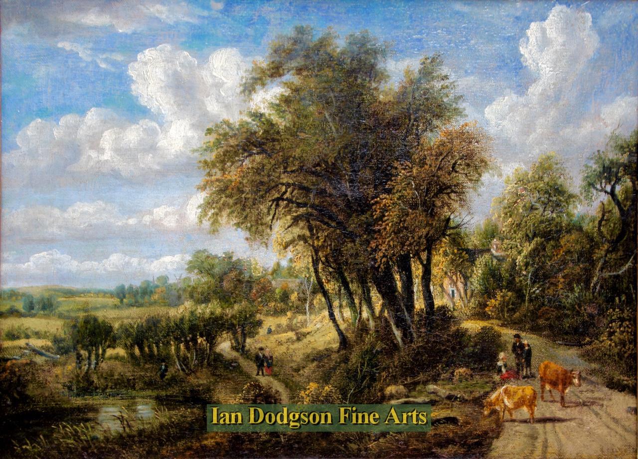 A Pastoral View with Figures, Cattle and River by George Vincent