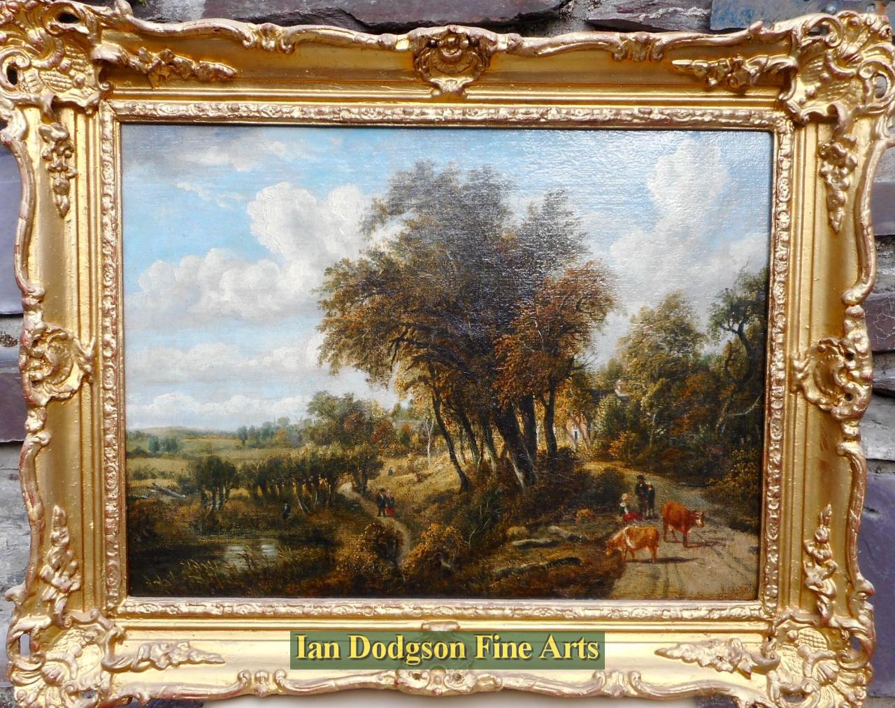 A Pastoral View with Figures, Cattle and River by George Vincent