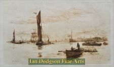 Greenwich with various barges by William Lionel Wyllie